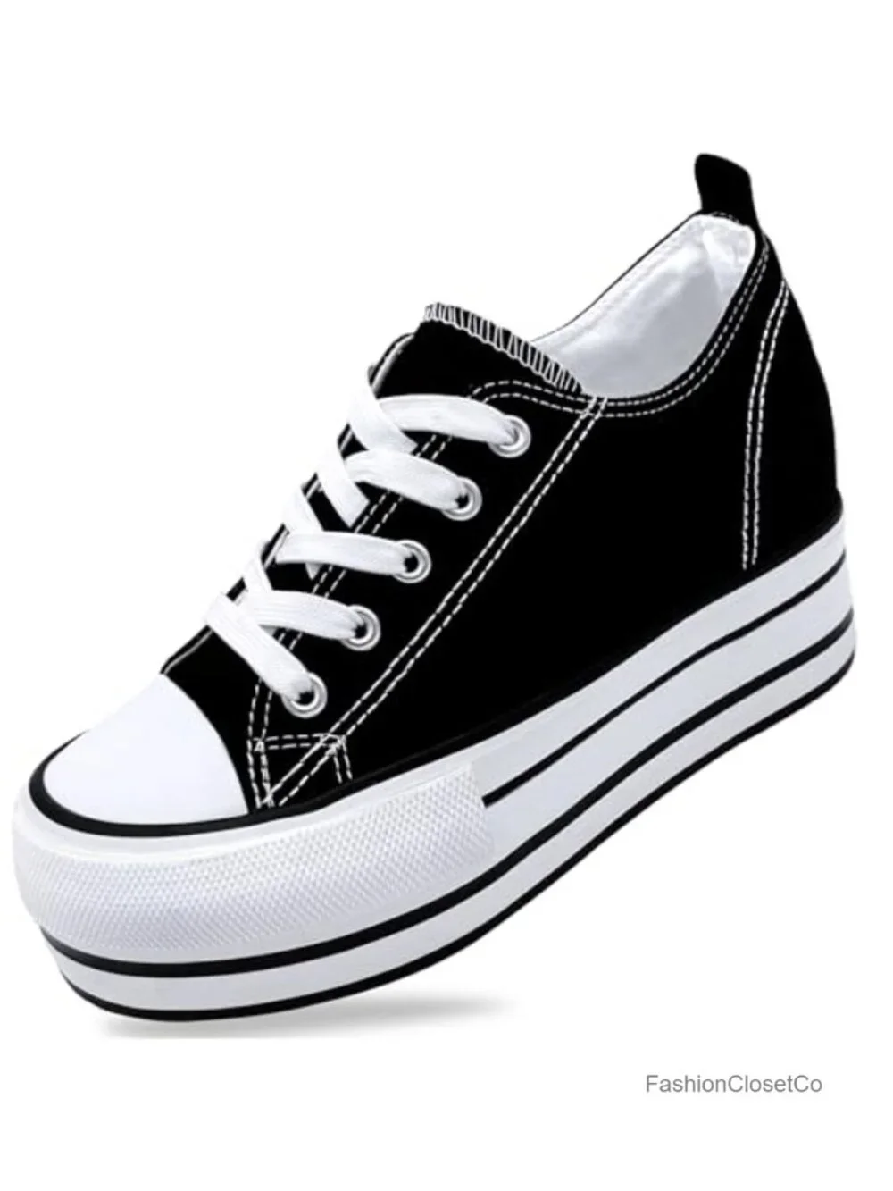 Women's Wedge Platform Sneakers 3 Inch Hidden Heel Height Boost Lace-Up Casual